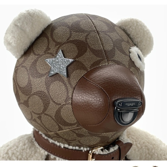 RARE COACH F75528 LARGE LEATHER SHEARLING BEAR COLLECTOR HOLIDAY GIFT - Picture 8 of 16